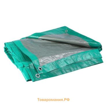 Тент защитный, 3×2 м, плотность 120 г/м², УФ, люверсы шаг 1 м, зелёный/серебристый