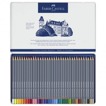 Карандаши акварельные набор 36 цветов, Faber-Castell Goldfaber Aqua, в металлическом пенале