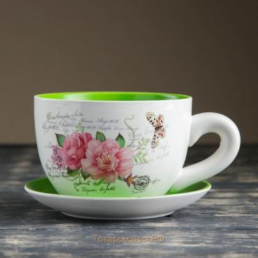 Горшок в форме чашки "Эмма" цветы, 19х15х10см