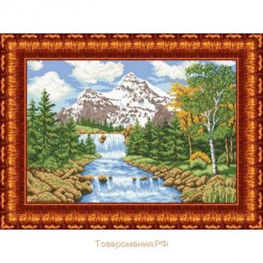 Канва с нанесённым рисунком для вышивки крестиком «Речка в лесу», размер 31x45,4 см