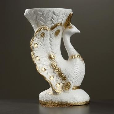 Фигура - подставка "Жар птица" белое золото, 39х32х52см