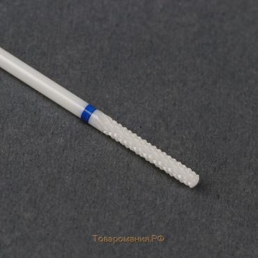 Фреза керамическая для маникюра «Тонкая», средняя нарезка, 2,3 × 14 мм, в пластиковом футляре, цвет белый