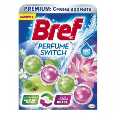 Блок для чистки и свежести унитаза Bref Perfume Switch "Яблоня и лотос", 50 г