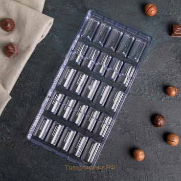 Форма для конфет и шоколада KONFINETTA «Батончик», 28×14×2,5 см, 25 ячеек (1,8×3,9×1,5 см)
