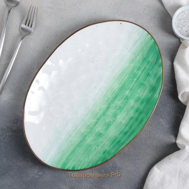 Блюдо фарфоровое «Космос», 31,5×22 см, цвет зелёный