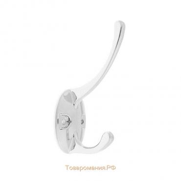 Крючок мебельный ТУНДРА TKD002 LIGHT, двухрожковый, хром