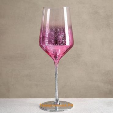 Бокал из стекла для вина «Мерцание», 500 мл, 8,5×25 см, цвет розовый