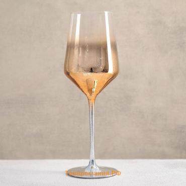 Бокал из стекла для вина «Мерцание», 500 мл, 8,5×25 см, цвет золотой