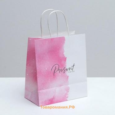 Пакет подарочный крафтовый, упаковка, «Present for you», 22 х 25 х 12 см