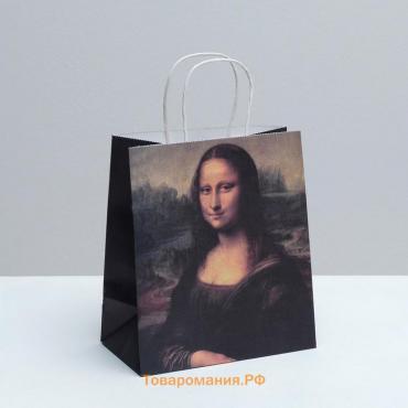 Пакет подарочный крафтовый, упаковка, «Мона Лиза», 22 х 25 х 12 см
