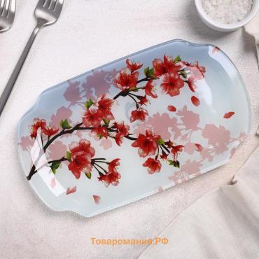 Блюдо стеклянное сервировочное «Сакура», 23,8×13,8 см