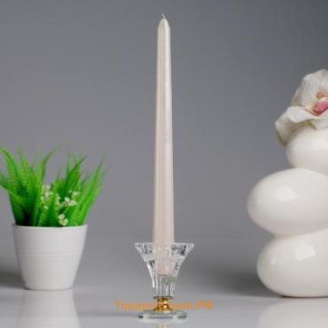 Свеча античная, 2,3х 25  см, лакированная  , белый металлик