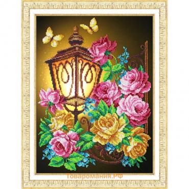 Набор для вышивания бисером Паутинка «Фонарик и розы»