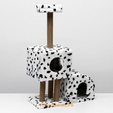 Домик для кошек с когтеточкой  "Двухуровневый", 72 х 37 х 110 см, джут, далматинец