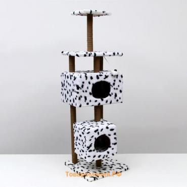 Домик для кошек с когтеточкой, с площадкой и полкой, 65 х 51 х 173 см, далматинец