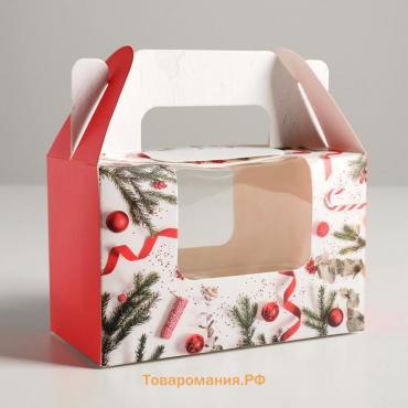 Коробочка для кексов «Happy», 16 х 10 х 8 см, Новый год
