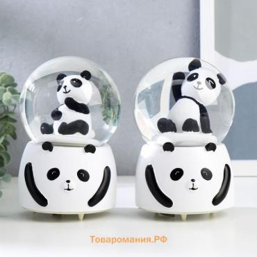 Сувенир полистоун водяной шар музыка "Панда" крутится 15х10х10 см