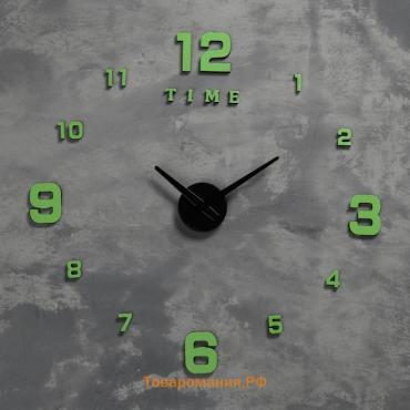 Часы настенные интерьерные, 3d "Кардо",бесшумные, наклейка, большие, d-70 см, светящиеся