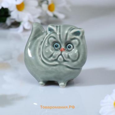 Сувенир "Кот перс", 7,5х8см, гжель, цвет серый
