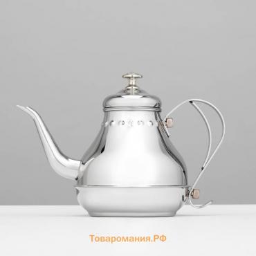 Чайник заварочный из нержавеющей стали «Леранс», 1,1 л, металлическое сито, цвет хромированный