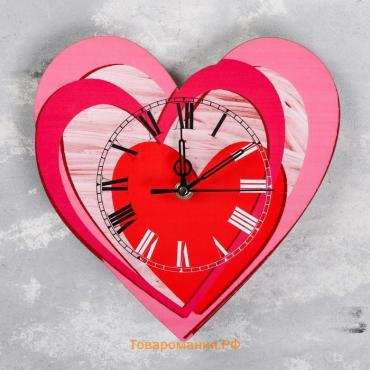 Часы настенные интерьерные "Сердца", d-23 см