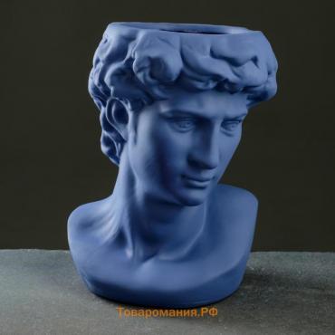 Кашпо - ваза "Голова Давида" синее, 22*16*14 см