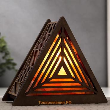 Соляной светильник с диммером "Пирамида" Е14  15Вт  1кг белая соль 17х19х7см