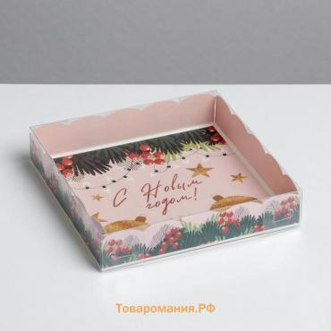 Коробка для кондитерских изделий с PVC крышкой «Яркие истории», 15 × 15 × 3 см