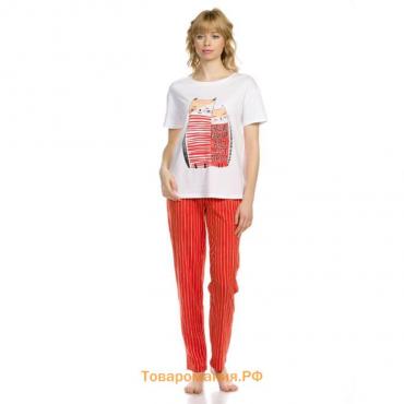 Комплект из футболки и брюк женский, размер XXS, цвет белый
