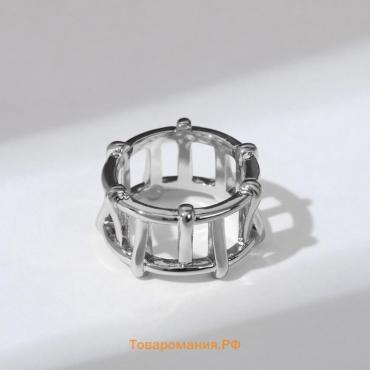 Кольцо «Забор» прямоугольники, цвет серебро, безразмерное