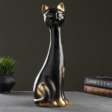 Фигура "Кот" черная в золоте, 14х40х15см