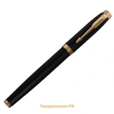 Ручка перьевая Parker IM Premium F323, Black GT F, корпус из нержавеющей стали, синие чернила (1931646)