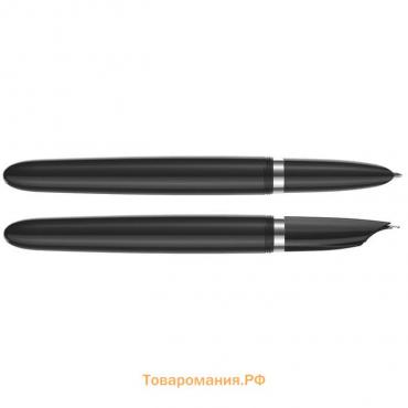 Ручка перьевая Parker 51 Core Black CT F, корпус из нержавеющей стали/пластик, чёрные чернила
