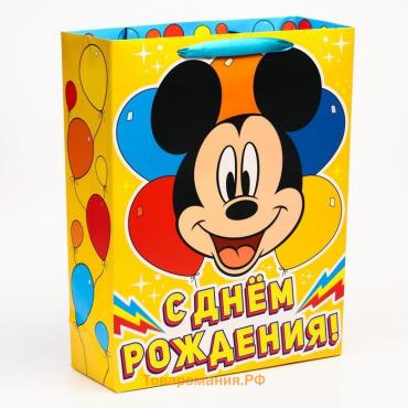 Пакет подарочный "С Днем рождения" 31х40х11.5 см, упаковка, Микки Маус