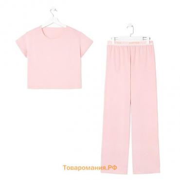 Пижама женская (футболка и брюки) KAFTAN "Basic" размер 44-46, цвет розовый