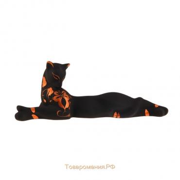 Фигура "Кошка Багира лежачая" роспись черная 7х27х10см