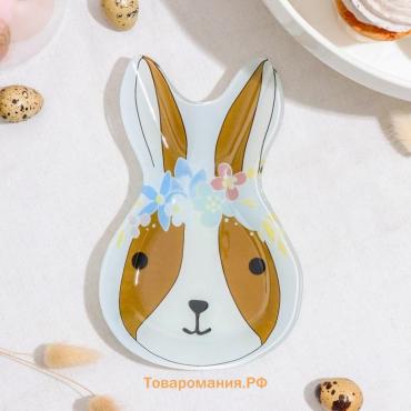 Блюдо стеклянное сервировочное «Цветочный кролик», 20×13,5 см