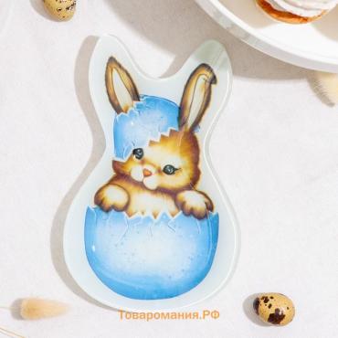 Блюдо стеклянное сервировочное «Пасхальный кролик», 21×13,5×1,8 см