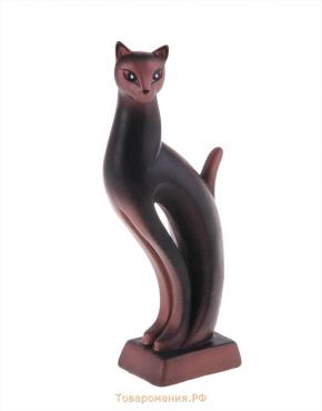 Фигура "Кошка Рысь" чёрная с медью 6х5х21см