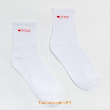 Носки женские MINAKU «Сердечки», цвет белый, размер 38-39 (25 см)