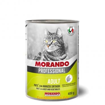 Влажный корм Morando Professional для кошек, паштет с говядиной и овощами, 400 г