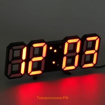 Часы электронные настольные "Цифры", с подвесом, красная индикация, 9 x 23 см, от USB