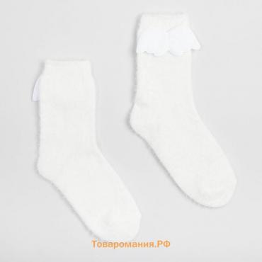 Носки махровые MINAKU с нашивкой, цвет белый, размер 36-39 (23-25 см)