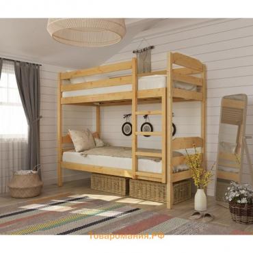 Двухъярусная кровать «Конти», 80 × 160 см, массив сосны, без покрытия