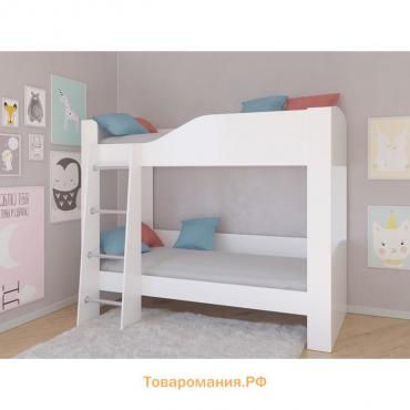 Детская двухъярусная кровать «Астра 2», без ящика, цвет белый / белый