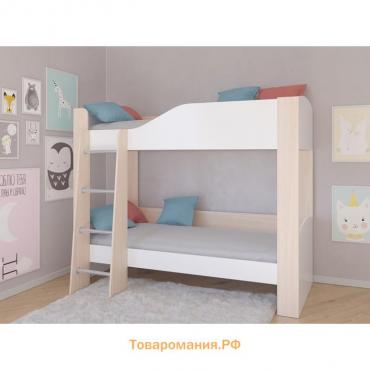 Детская двухъярусная кровать «Астра 2», без ящика, цвет дуб молочный / белый