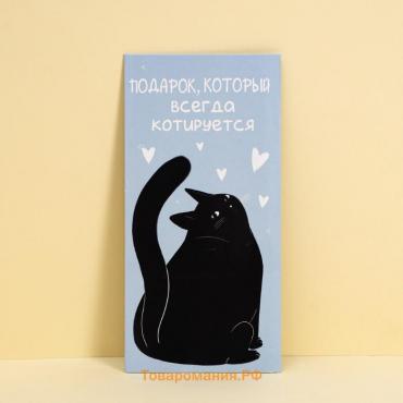 Конверт для денег «Подарок», кот, 16,5 × 8 см