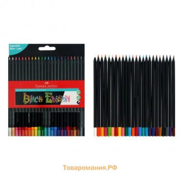 Карандаши цветные Faber-Castell Black Edition 24 цвета, cверхмягкий грифель, трехгранные, чёрное дерево, в картонной коробке, 116424