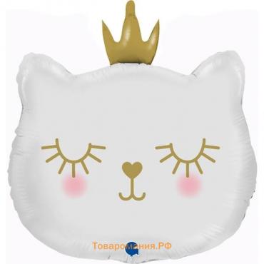 Шар фольгированный 26" «Котёнок принцесса», 1 шт., фигура, цвет белый