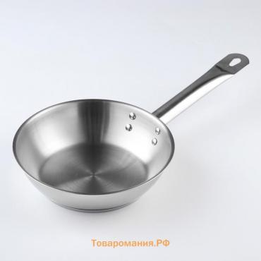 Сковорода «Общепит», d=20 см, толщина корпуса 0,6 мм, дно 3,5 мм, с теплораспределительным слоем, индукция